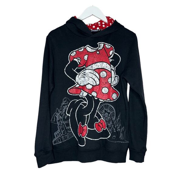 Disney Sweaters - Disneyland Disney Parks Minnie Mouse Black Hoodie Sweater with Ears Size Medium